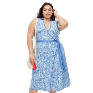 Collared Sleeveless Sea Twig Wrap Dress, Diane von Furstenberg for Target NWT 1X